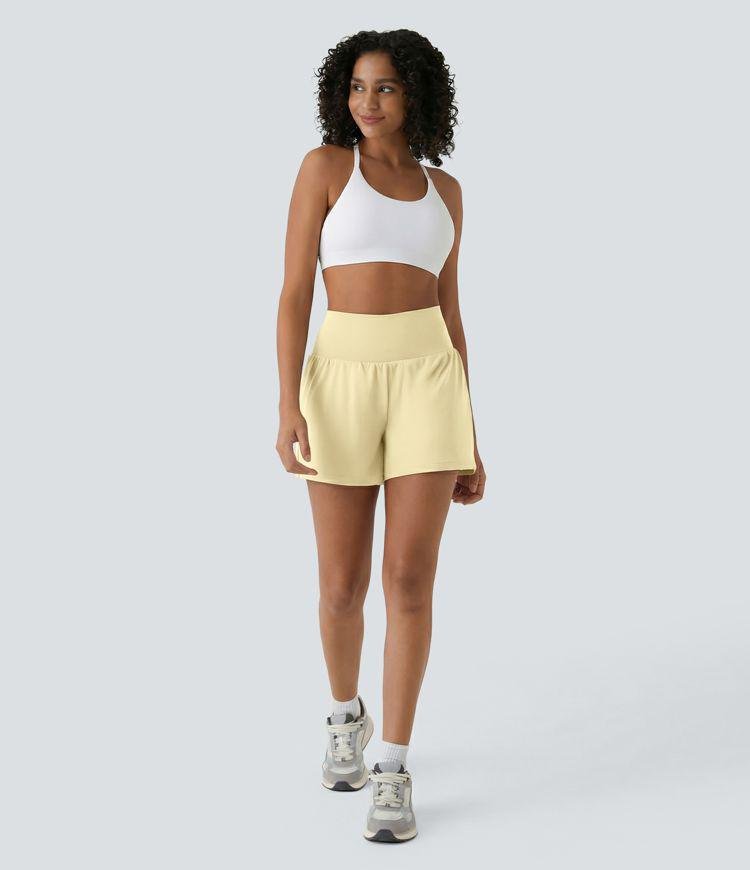 Allure 2-in-1 High-Waisted Yoga Shorts with Pockets - BYS