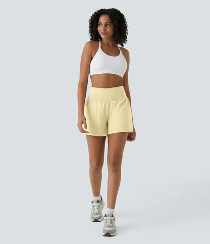 Allure 2-in-1 High-Waisted Yoga Shorts with Pockets - BYS