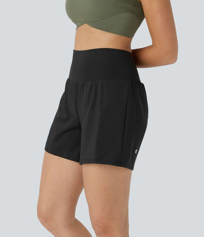 Allure 2-in-1 High-Waisted Yoga Shorts with Pockets - BYS