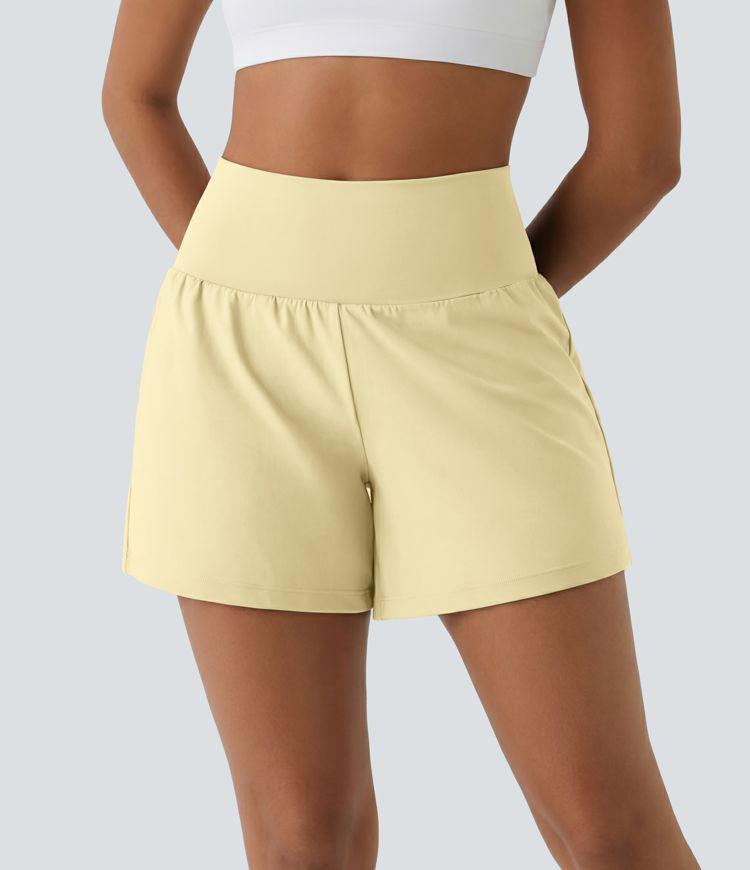 Allure 2-in-1 High-Waisted Yoga Shorts with Pockets - BYS