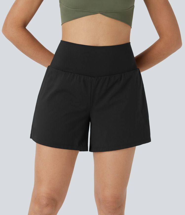 Allure 2-in-1 High-Waisted Yoga Shorts with Pockets - BYS