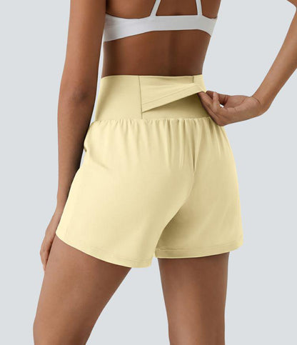Allure 2-in-1 High-Waisted Yoga Shorts with Pockets - BYS