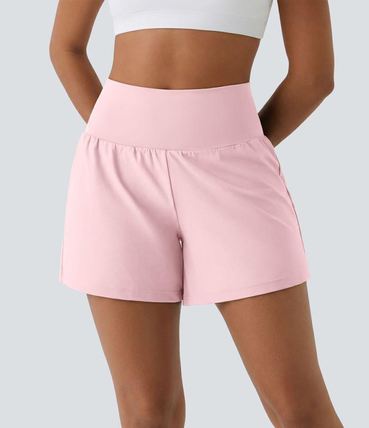 Allure 2-in-1 High-Waisted Yoga Shorts with Pockets - BYS