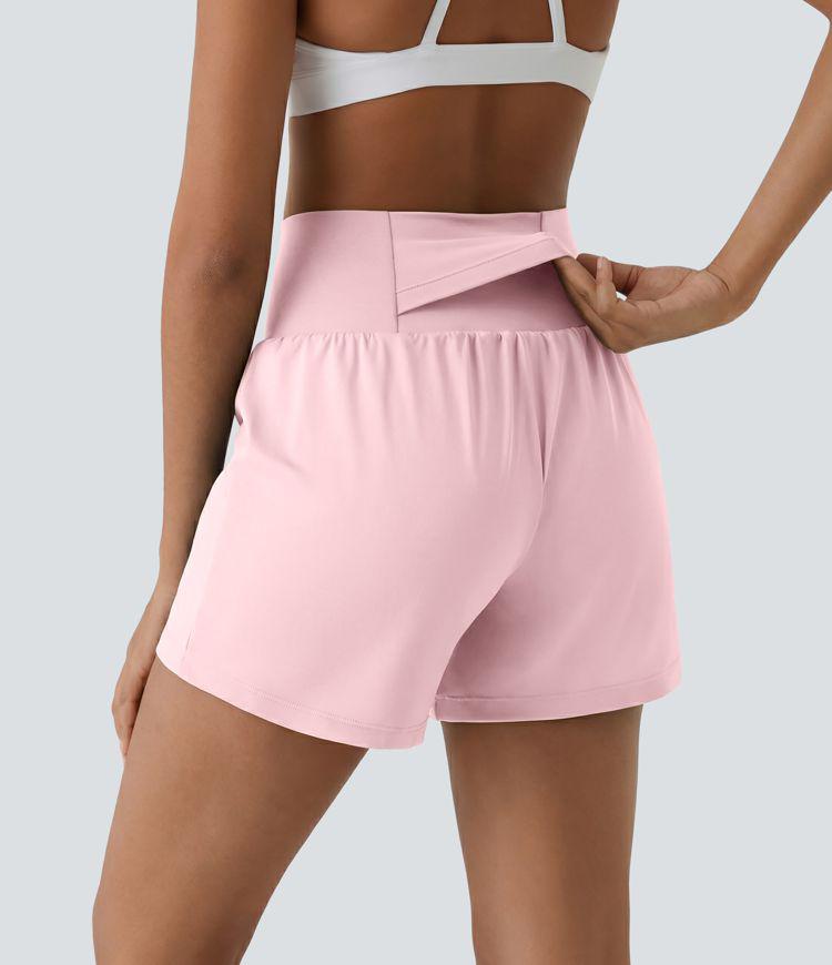 Allure 2-in-1 High-Waisted Yoga Shorts with Pockets - BYS