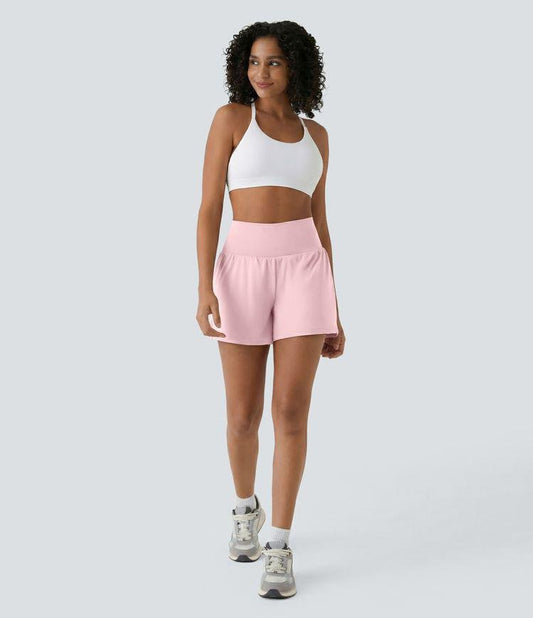 Allure 2-in-1 High-Waisted Yoga Shorts with Pockets - BYS