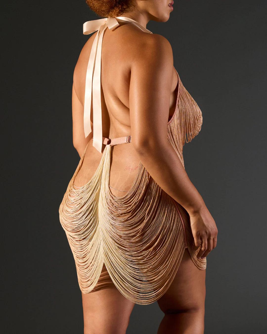 Allure Fringe Slip Dress™ — Sheer Halter Mini - BYS