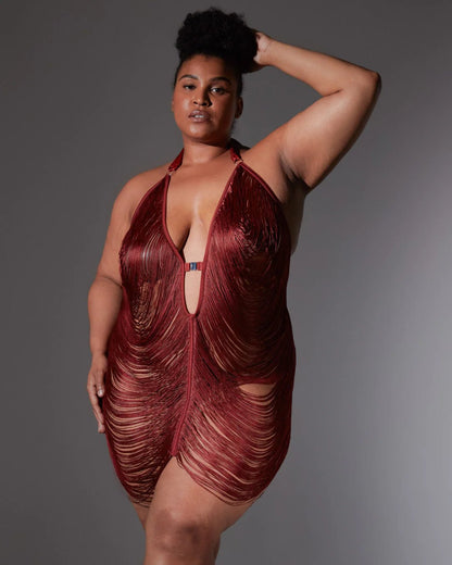 Allure Fringe Slip Dress™ — Sheer Halter Mini - BYS