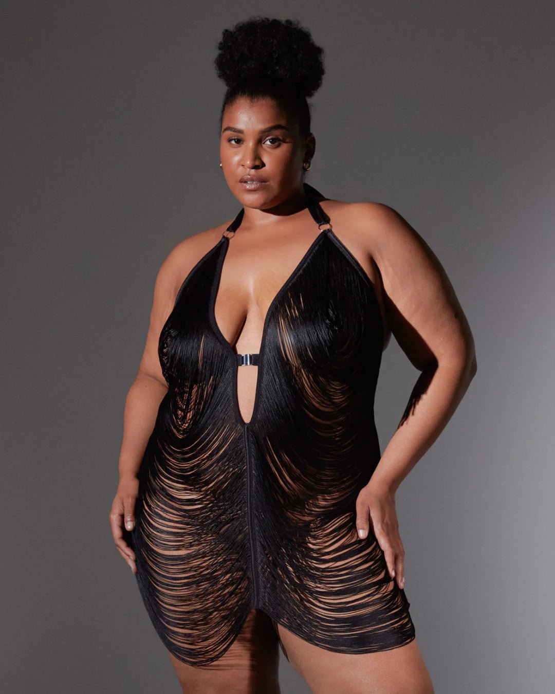 Allure Fringe Slip Dress™ — Sheer Halter Mini - BYS