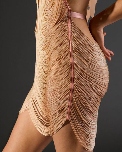 Allure Fringe Slip Dress™ — Sheer Halter Mini - BYS