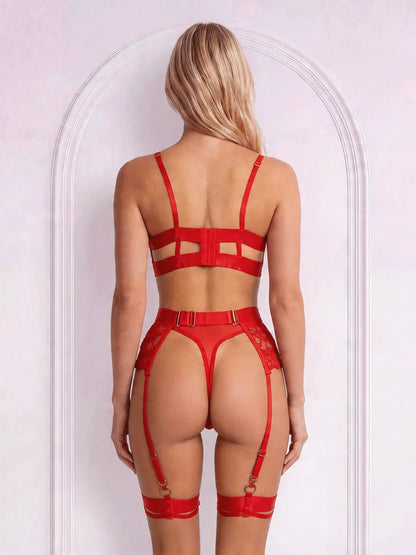 Allure Midnight 4-Piece Set™ · bra, thong, garter belt, garters. - BYS
