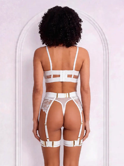 Allure Midnight 4-Piece Set™ · bra, thong, garter belt, garters. - BYS