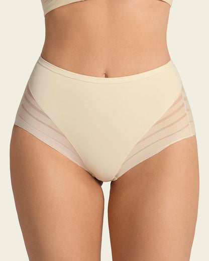 SilkLine™ Sheer-Stripe High-Waisted Lace Shaper Panty - BYS