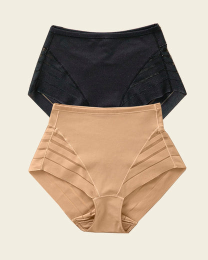SilkLine™ Sheer-Stripe High-Waisted Lace Shaper Panty - BYS