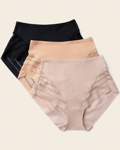 SilkLine™ Sheer-Stripe High-Waisted Lace Shaper Panty - BYS
