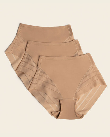 SilkLine™ Sheer-Stripe High-Waisted Lace Shaper Panty - BYS