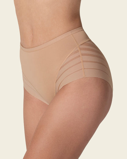 SilkLine™ Sheer-Stripe High-Waisted Lace Shaper Panty - BYS